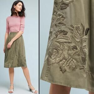 Maeve by Anthropologie Embroidered Chino Wrap Skirt (L) - New